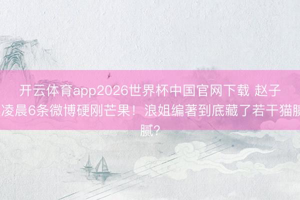 开云体育app2026世界杯中国官网下载 赵子琪凌晨6条微博硬刚芒果！浪姐编著到底藏了若干猫腻？