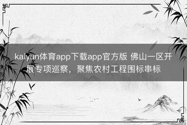 kaiyun体育app下载app官方版 佛山一区开展专项巡察，聚焦农村工程围标串标