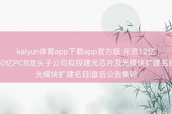 kaiyun体育app下载app官方版 斥资12亿好意思元!4560亿PCB龙头子公司拟投建光芯片及光模块扩建名目|盘后公告集锦