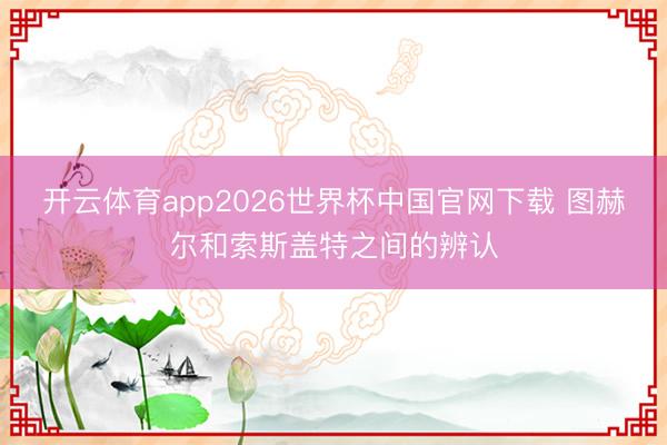 开云体育app2026世界杯中国官网下载 图赫尔和索斯盖特之间的辨认